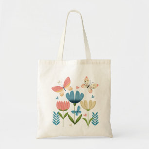 Bolso De Tela Mariposas y flores