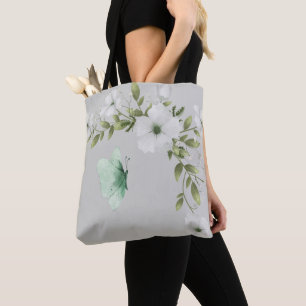 Bolso De Tela Mariposas y flores acuáticas