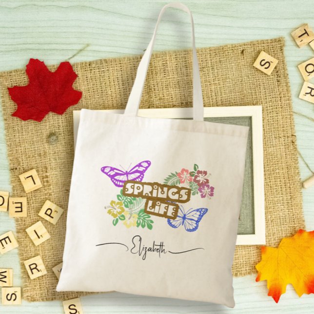 Bolso De Tela Mariposas y flores de primavera (Subido por el creador)