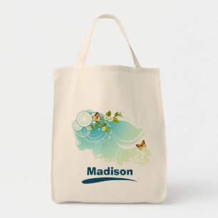 Bolso De Tela Mariposas y flores en flor