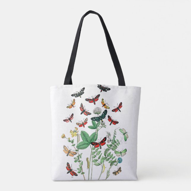 Bolso De Tela Mariposas y orugas fluidas (Reverso)