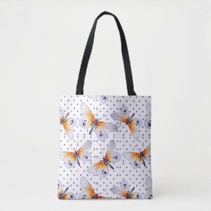 Bolso De Tela Mariposas Y Punto De Polka