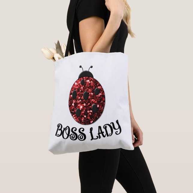 Bolso De Tela Mariquita brillante roja JEFA SEÑORA Personaliza (Detalle)