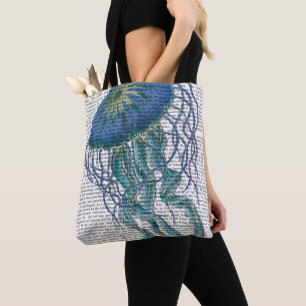 Bolso De Tela Mariscos azules