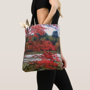 Bolso De Tela Marisma de follaje otoñal rojo Naturaleza