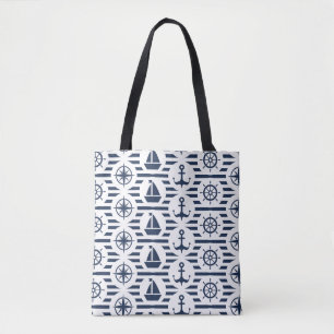 Bolso De Tela Marítimo en modelo azul