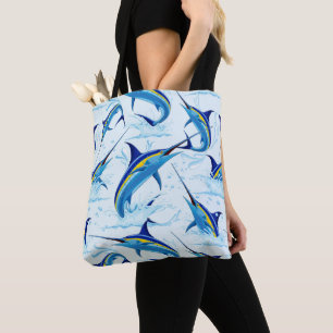 Bolso De Tela Marlín Azul Saltando fuera del Océano