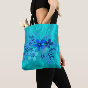 Bolso De Tela Mármol azul con flores