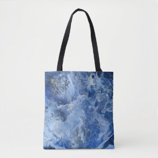 Bolso De Tela Mármol azul y textura dorada