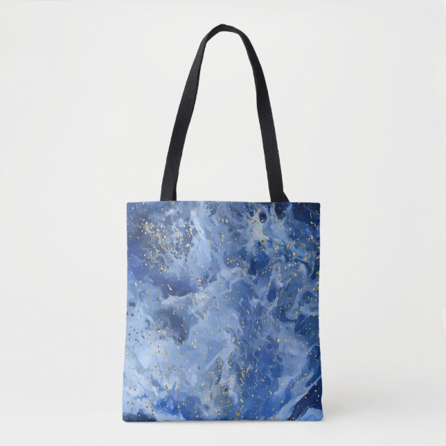 Bolso De Tela Mármol azul y textura dorada (Anverso)
