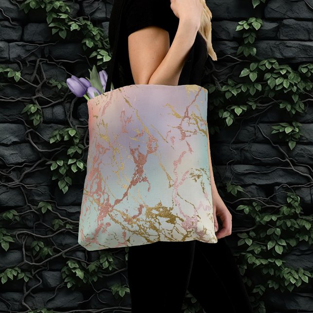 Bolso De Tela Mármol beige elegante | Mint Sage Green Rosa Gold (Subido por el creador)