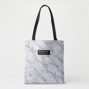 Bolso De Tela Mármol blanco con los detalles femeninos del