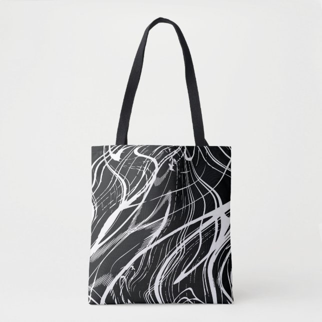 Bolso De Tela Mármol blanco negro: cosecha abstracta (Anverso)