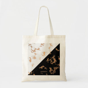 Bolso De Tela Mármol blanco y negro