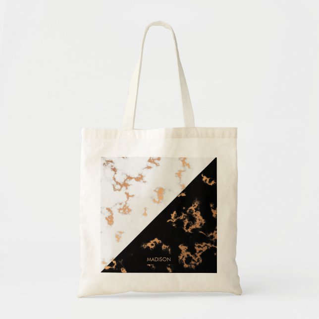 Bolso De Tela Mármol blanco y negro (Frente)