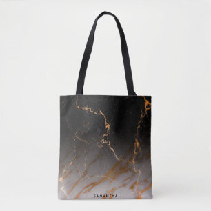 Bolso De Tela Mármol blanco y negro