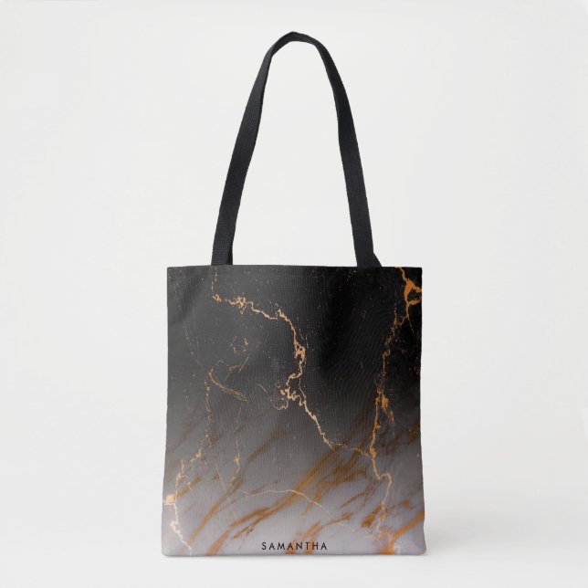 Bolso De Tela Mármol blanco y negro (Anverso)