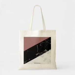 Bolso De Tela Mármol blanco y negro