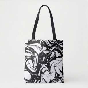 Bolso De Tela Mármol Blanco Y Negro Elegante