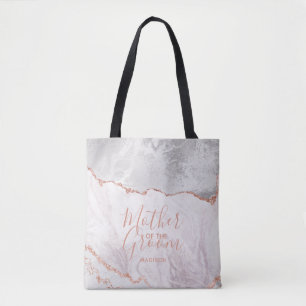 Bolso De Tela Mármol blanco y Rosa de oro agate madre del novio