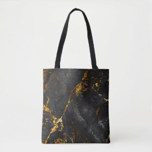 Bolso De Tela Mármol de oro negro, patrón natural.