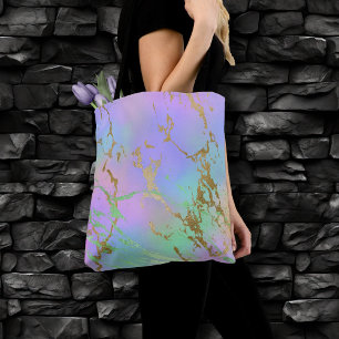 Bolso De Tela Mármol del Milenio   Jugador Pastel Arcoiris Ombre