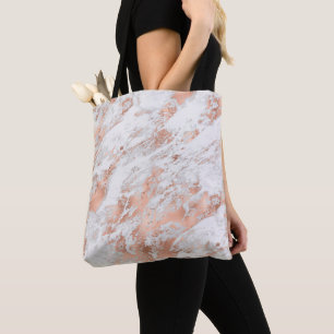 Bolso De Tela Mármol Glitzy Blanco Rosa Bonito Dorado