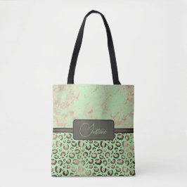 Bolso De Tela Mármol Lima Brillo Leopardo Dorado Personalizado 