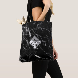 Bolso De Tela Mármol MONOGRAM Tote negro - Personalizado de toda