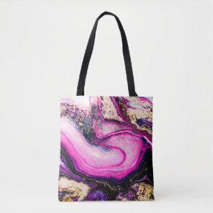 Bolso De Tela Mármol morado con oro purpurina