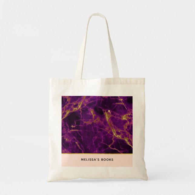 Bolso De Tela Mármol morado y dorado moderno (Frente)