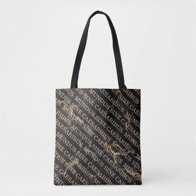 Bolso De Tela Mármol negro "Mundus Sine Caesaribus" (Anverso)