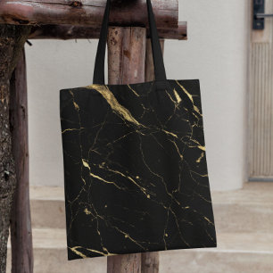 Bolso De Tela Mármol negro y oro