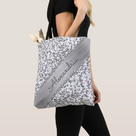 Bolso De Tela Mármol personalizado de plata Purpurinoso