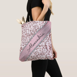 Bolso De Tela Mármol Purpurinoso personalizado de Rubor rosa