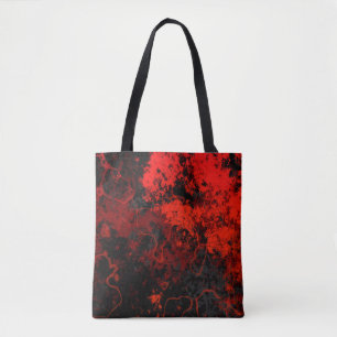 Bolso De Tela Mármol Rojo, Negro y Gris Abstracto