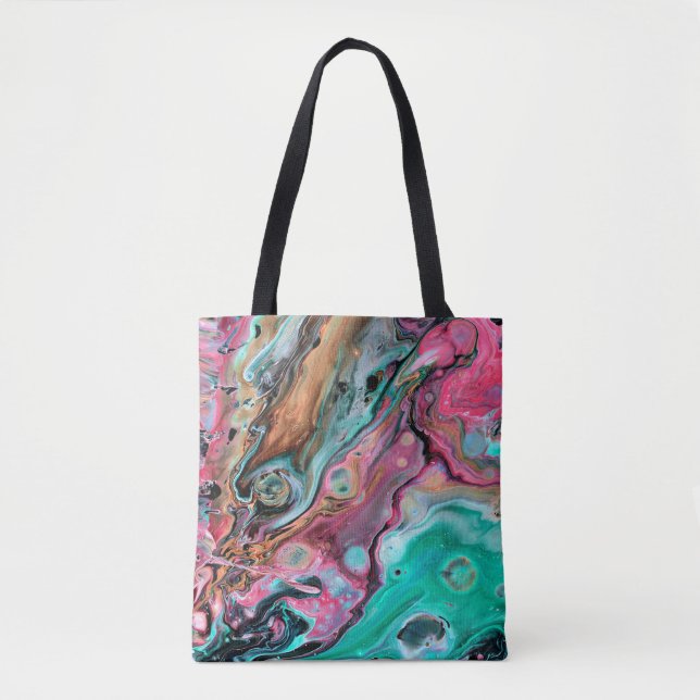 Bolso De Tela Mármol rosa y verde (Anverso)