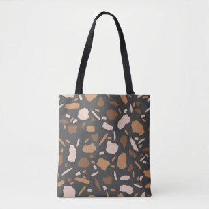 Bolso De Tela Mármol Terraczo Marrón, Beige,  Tan y Gris
