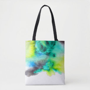 Bolso De Tela Marmol verde azul Tintado acuarela