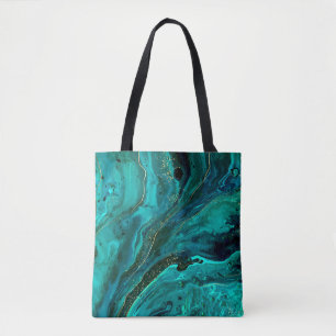 Bolso De Tela Mármol verde y oro: Textura de lujo
