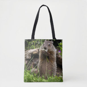 Bolso De Tela Marmota comiendo una flor