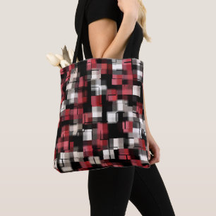 Bolso De Tela Maroon Black White Resumen plasmado