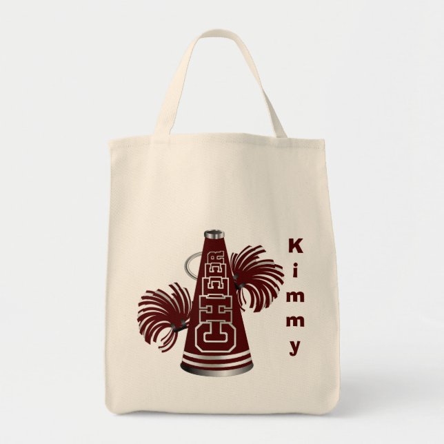 Bolso De Tela Maroon Megaphone CheerLeader Canvas Tote Bag (Frente)