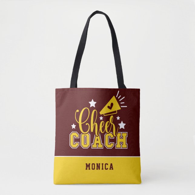 Bolso De Tela Maroon personalizado y amarillo para entrenador de (Anverso)