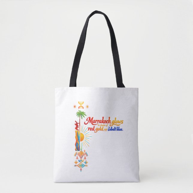 Bolso De Tela Marrakech Brilla – Camiseta de Arte Marroquí Vibra (Anverso)
