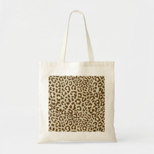 Bolso De Tela Marrón de impresión leopardo, Tan, Peach