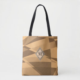 Bolso De Tela Marrón, dinámica geométrica Naranja