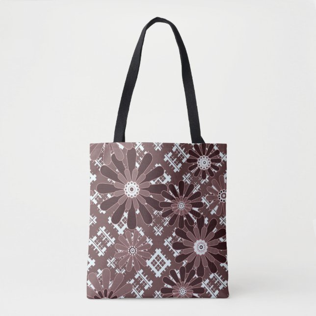 Bolso De Tela Marrón, estampado floral (Anverso)