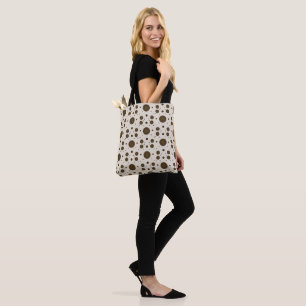 Bolso De Tela Marrón Oscuro Micro Floral Beige