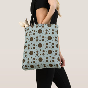 Bolso De Tela Marrón oscuro micro floral verde salvia
